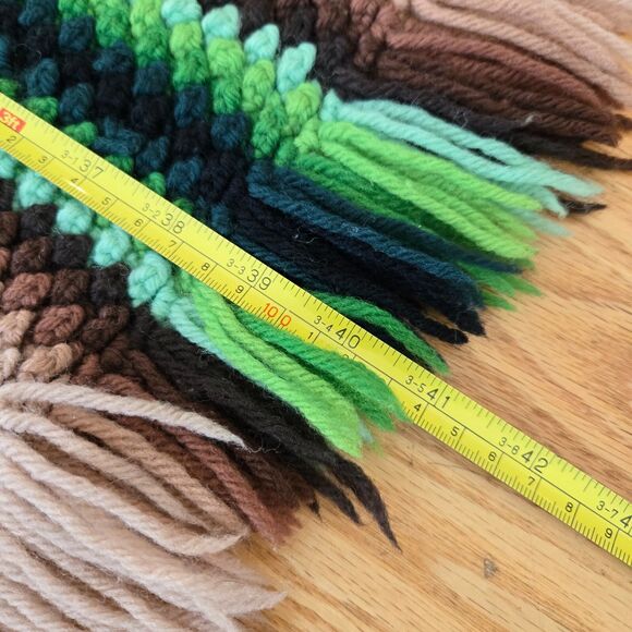 Vtg Embroidered look Crochet Afghan Blanket Throw Hippie Boho Warm Brown READ - Picture 10 of 11